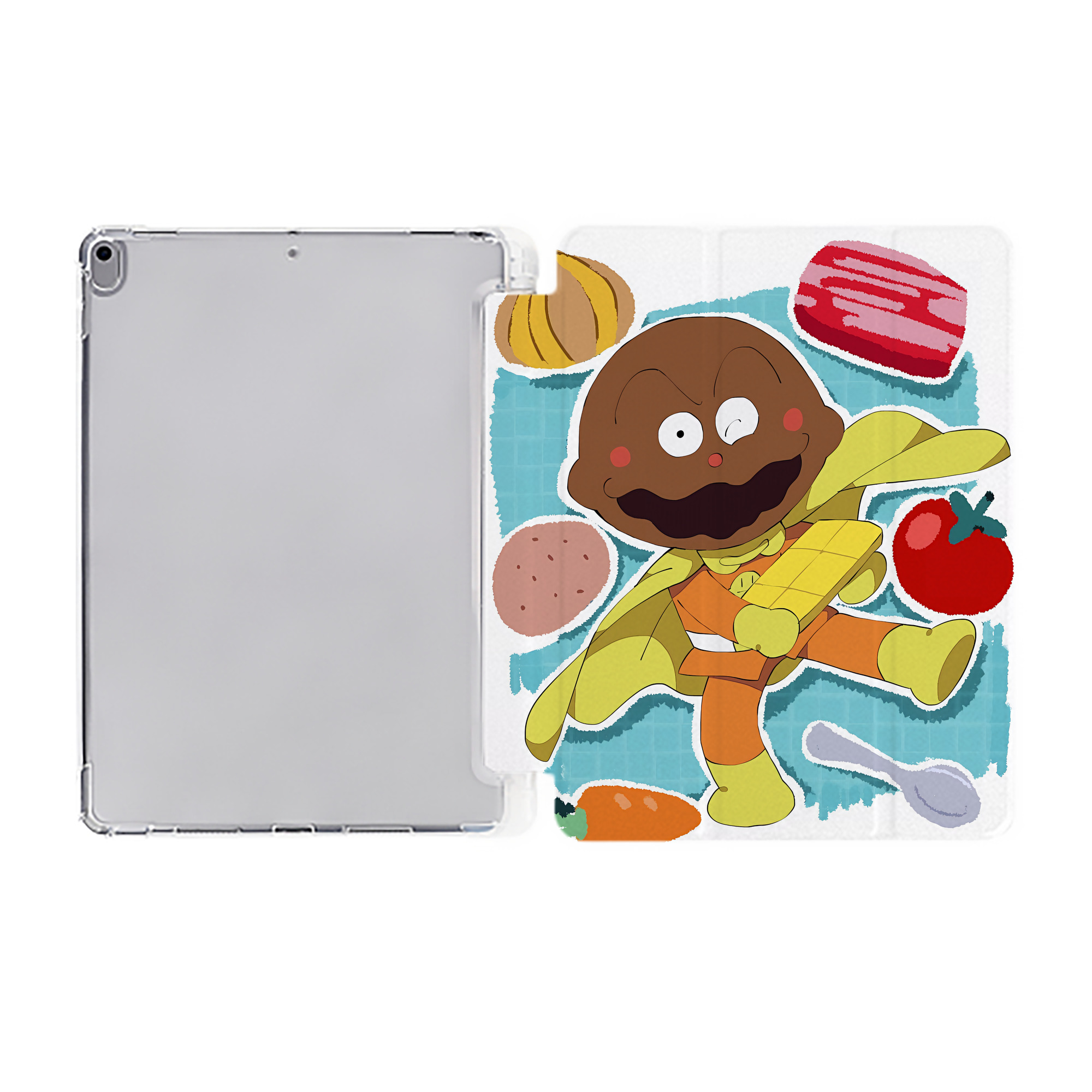 （画像用） アンパンマン Anpanman IPad ケース ペン収納付き 三つ折りスタンド PUレザー×シリコン 対応機種9.5/10.5/10.9インチ